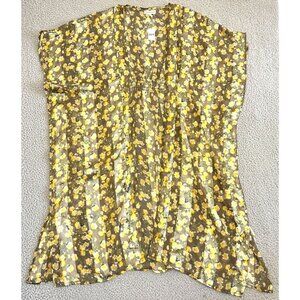 Anthropologie Kimono Cardigan Butter Yellow Boho Beachy Floral